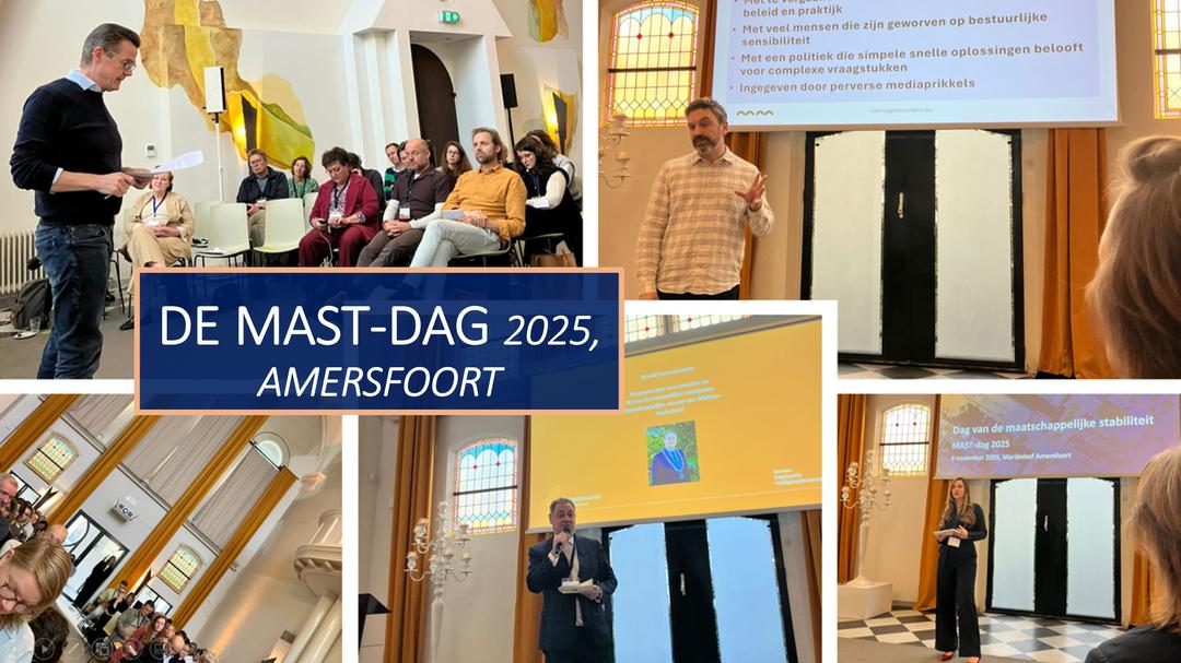 Sprekende mensen met toekijkende mensen op de MAST-dag